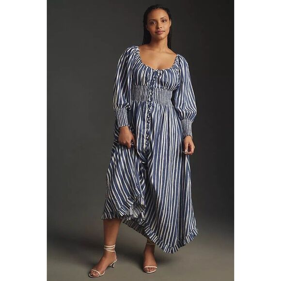 Anthropologie Long-Sleeve Sweetheart Midi Dress - Picture 5 of 10